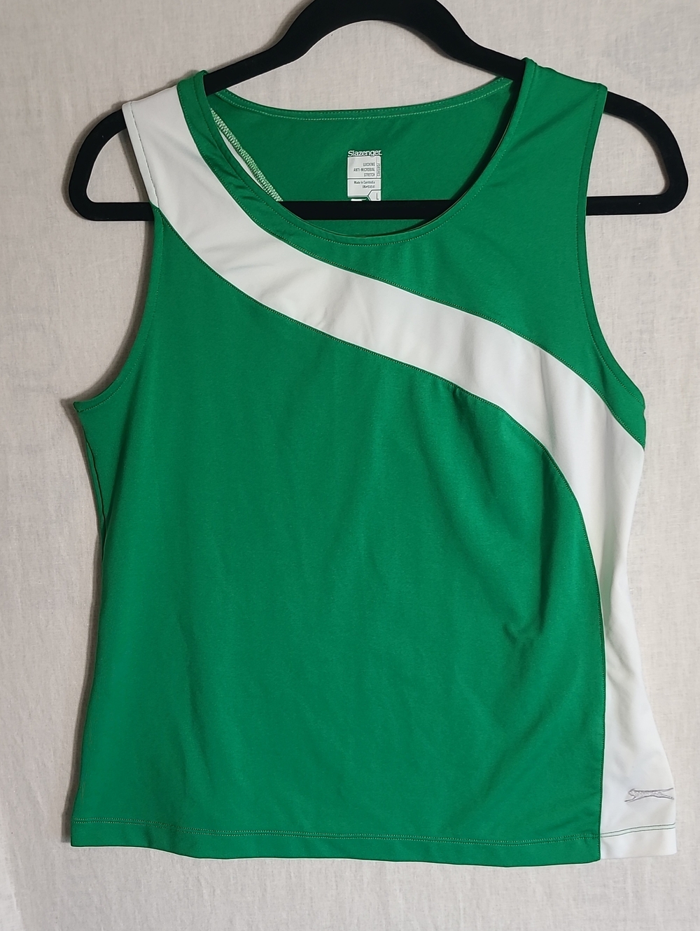Salzenger Green White Athletic Golf Tennis Tank Top Size Large